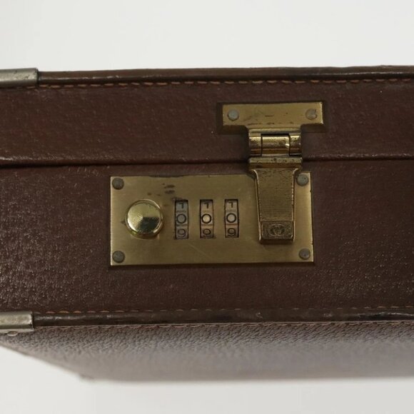 GUCCI Attache Case Trunk Leather Brown Gold - Picture 9 of 15